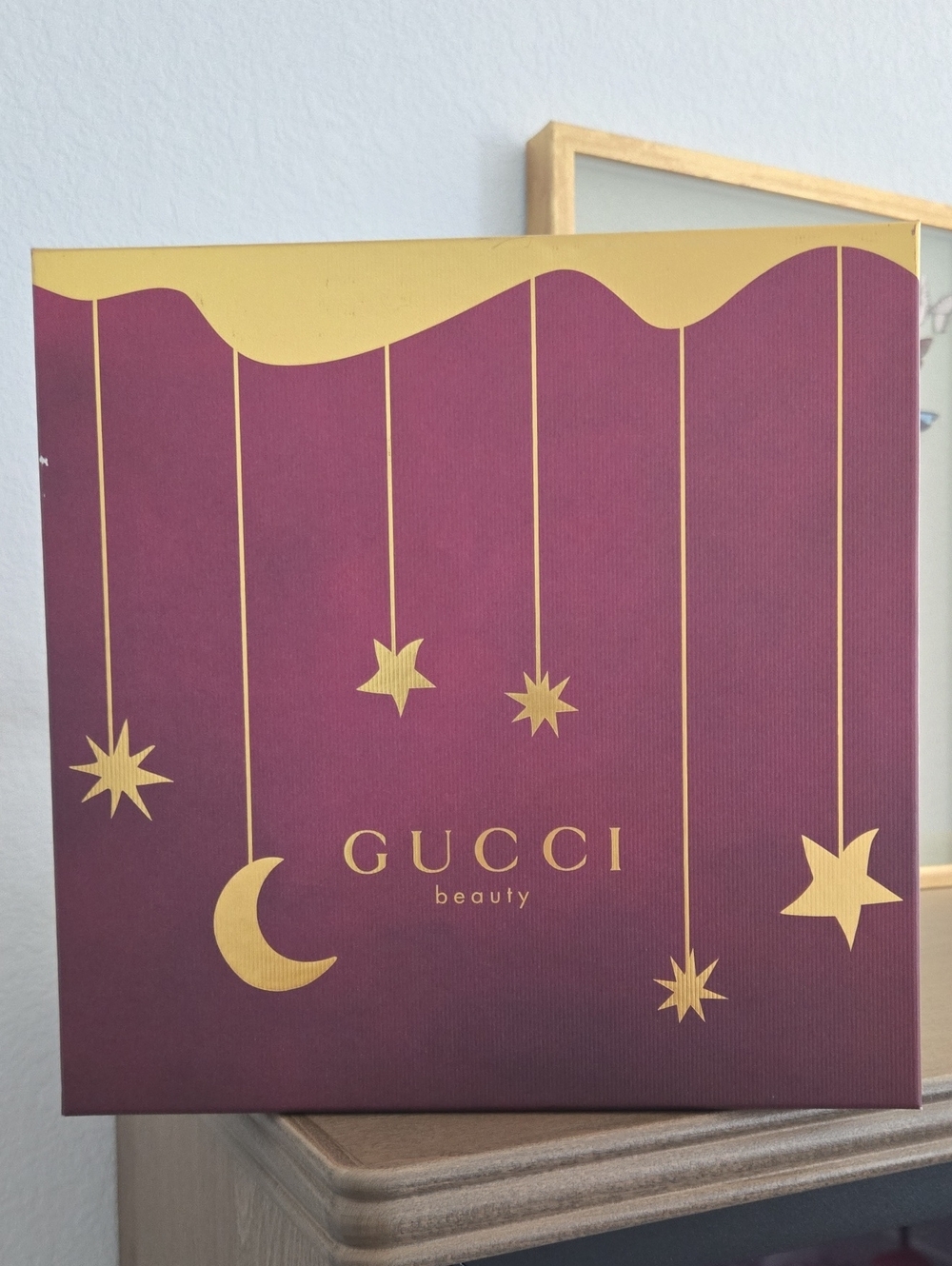Never used GUCCI beauty Moon & Star storage box 9 3/4 × 9 3/4 in  & depth  4 in